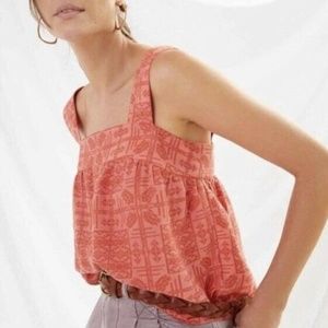 Anthropologie, Sylvia Embroidered Button-Back Tank in Coral
